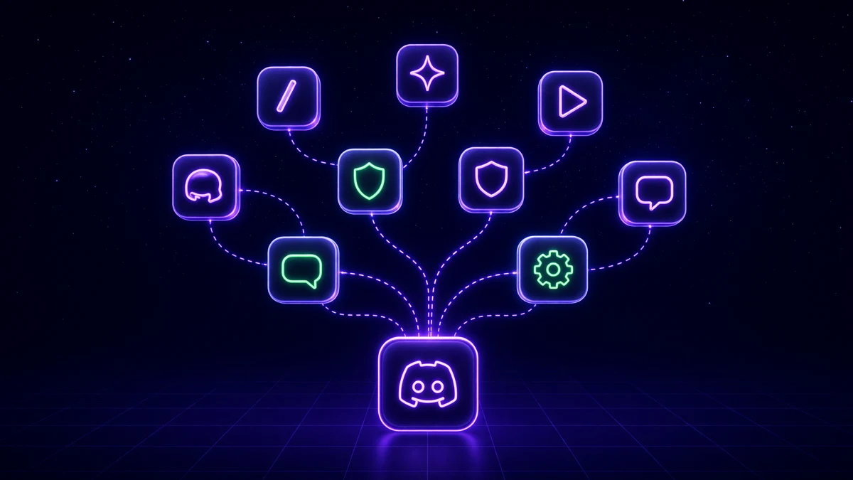 A branching tree of glowing nodes converging into one bright tile